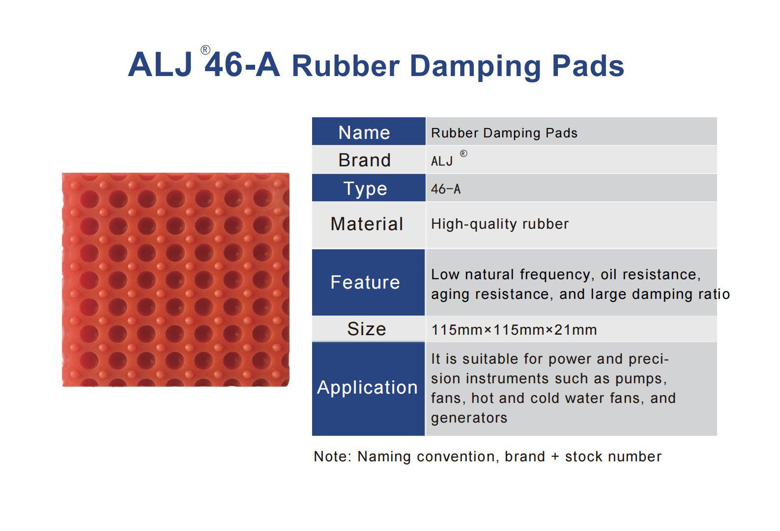 ALJ-46-A Series Rubber Damping Pad ALJ-46-A Series Rubber Damping Pad