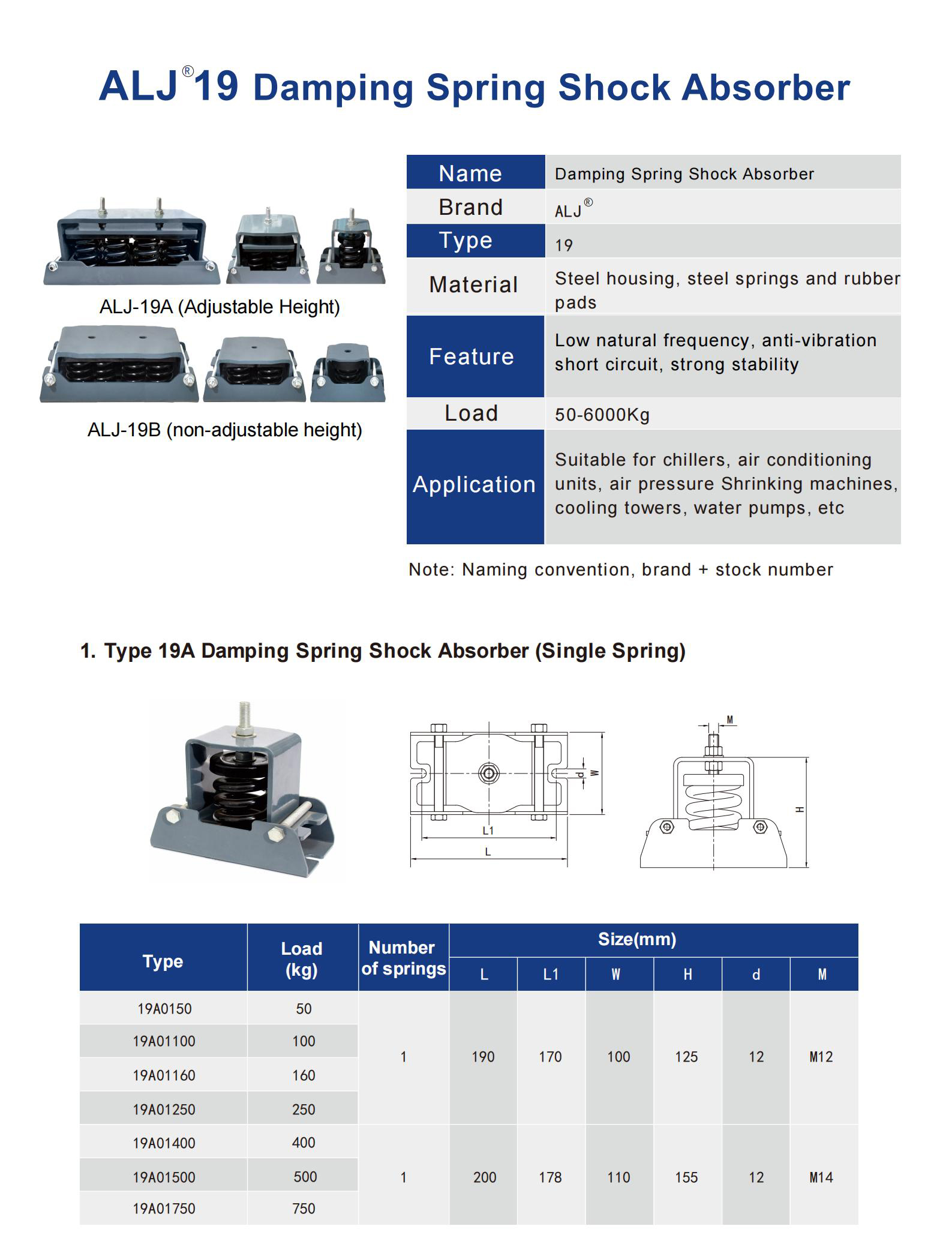 ALJ-19 Series Spring Vibration Isolator ALJ-19 Series Spring Vibration Isolator